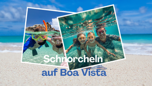Familie beim Schnorcheln im kristallklaren Wasser von Boa Vista auf den Kapverden.
