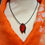 Miniature : Collier pendentif motifs fleurs de cerisier rouge et noir - Fimo