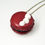Miniature : Pendentif de collier Macaron Bordeaux et Noir - Fimo