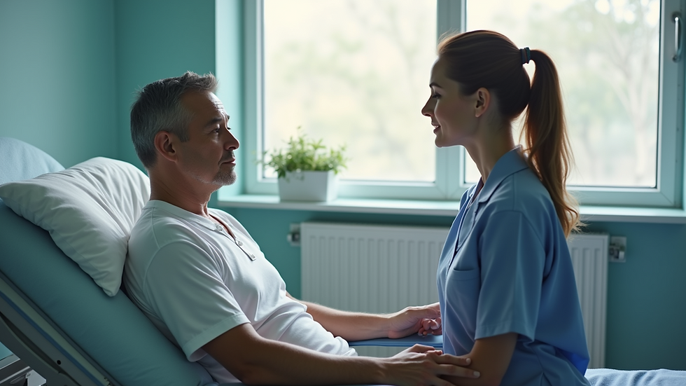 High angle view of a physiotherapy session with a patient and therapist
