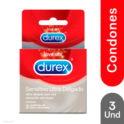 DUREX CONDÓN SENSITIVO ULTRA DELGADO X 3