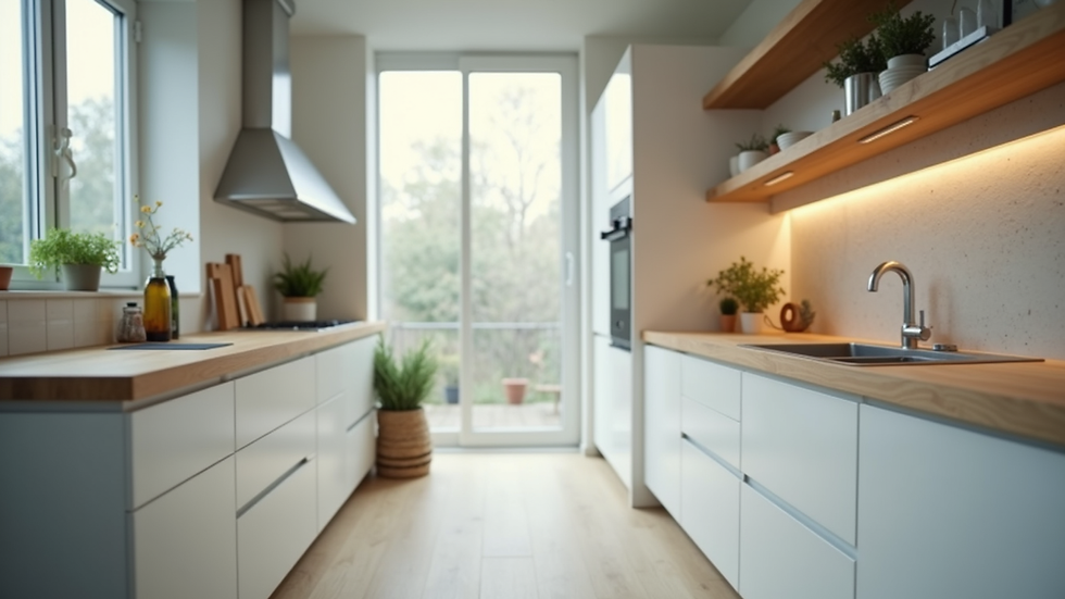 Eye-level view of a clean and organized modern kitchen