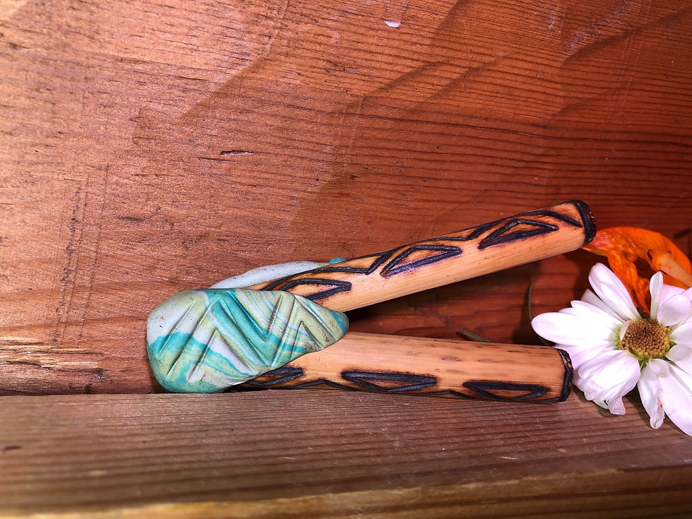 Thumbnail: Handcrafted Unique Ceremonial Kuripe Rapé Pipe