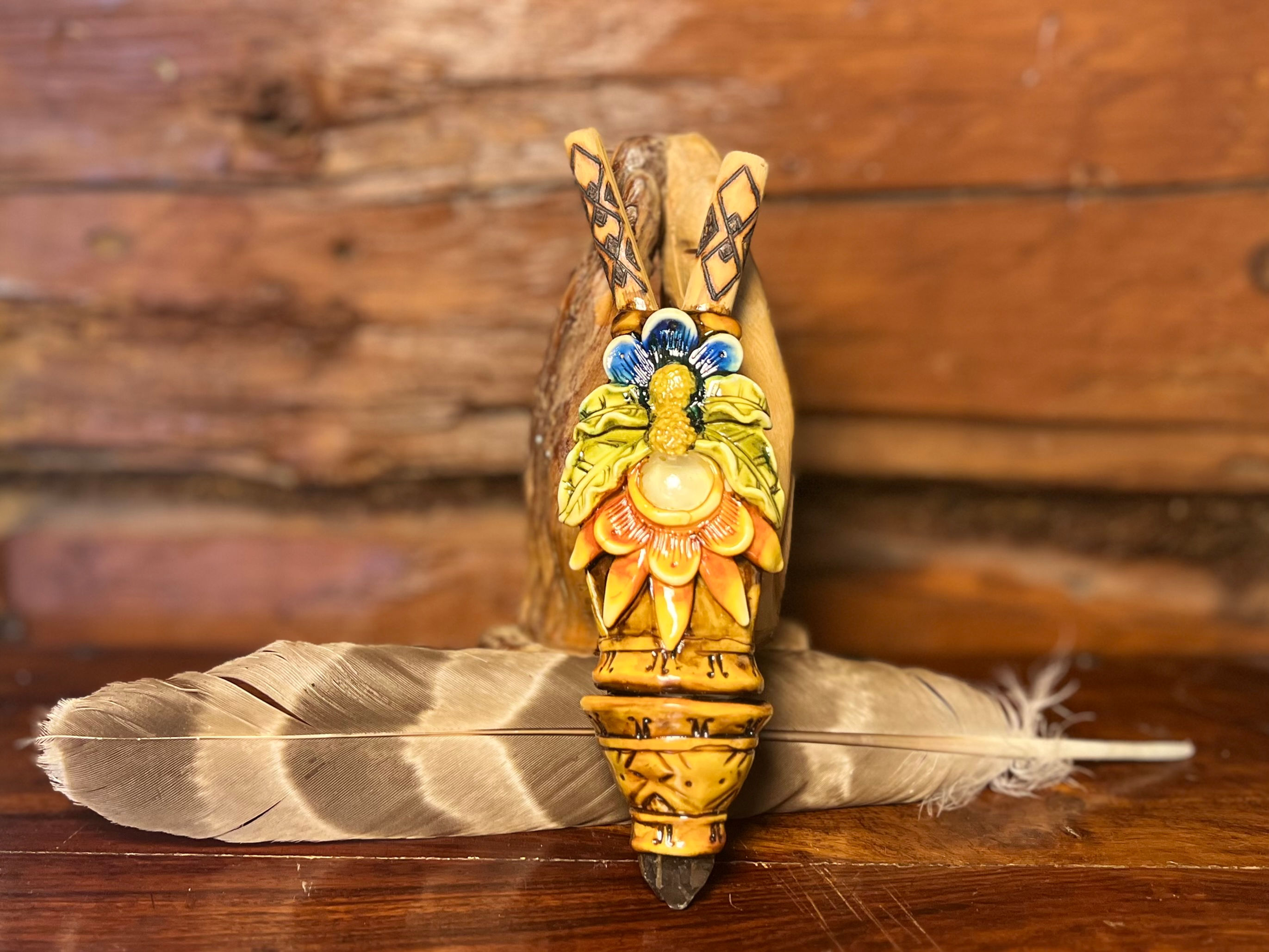 Kuripe unique self Applicator + Muti Rapé container traditional