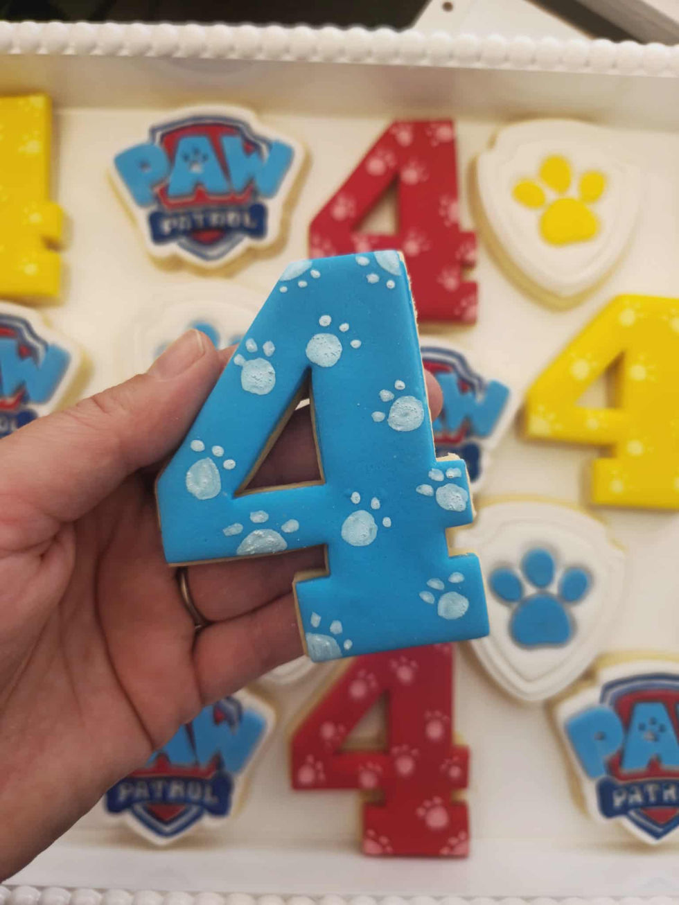 Paw Patrol character fondant cookies by LCS Creative, handmade cookies featuring popular pups for children’s parties