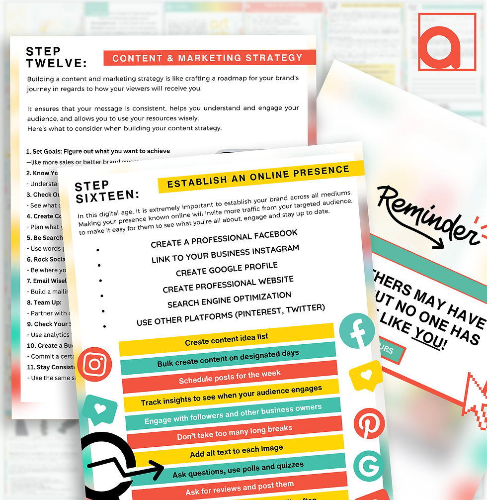 Build your brand checklist, guided activities to build your brand