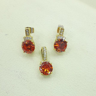 Fire Opal Earring and Pendant Set