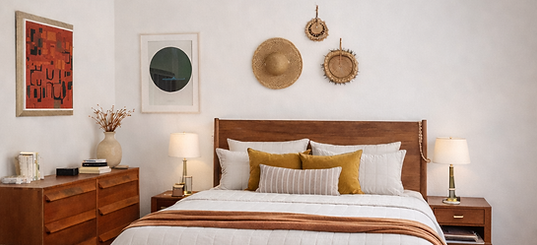 Mid-century modern bedroom with natural accents.png