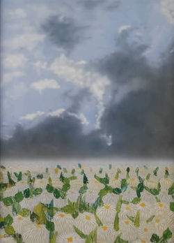 1992, Chrysanthemum field acrylic on canvas cm. 45x66