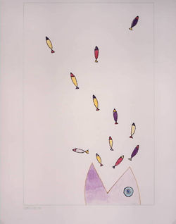 1996, Fish watercolours on paper 