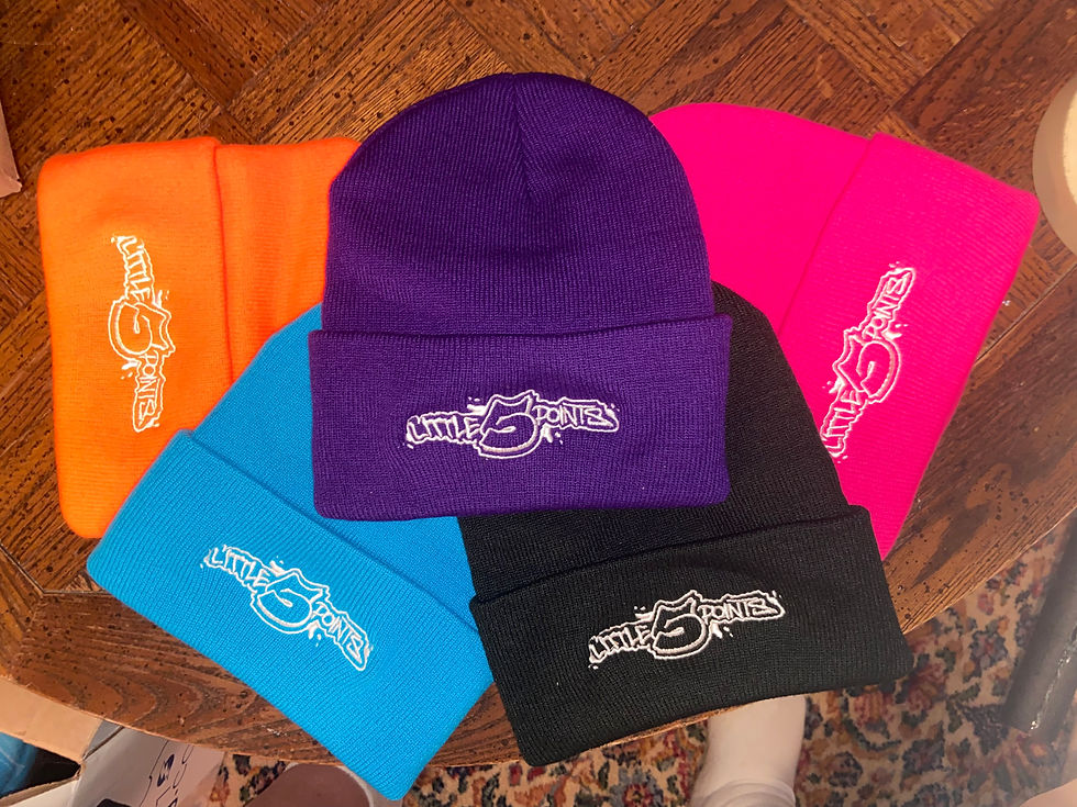 Knit-Cuff Embroidered Beanie