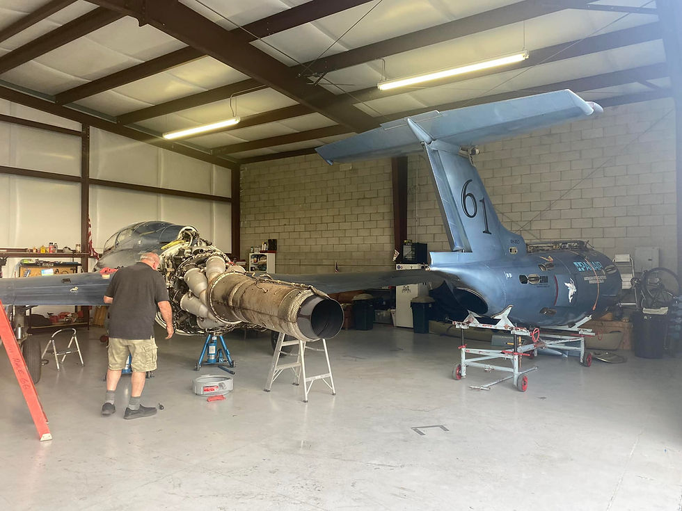 Tail is removed for engine inspections on the L29 prior to racing