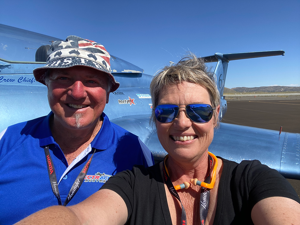 Two air race pilots ... husband and wife Jet class
