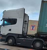 White scania with container