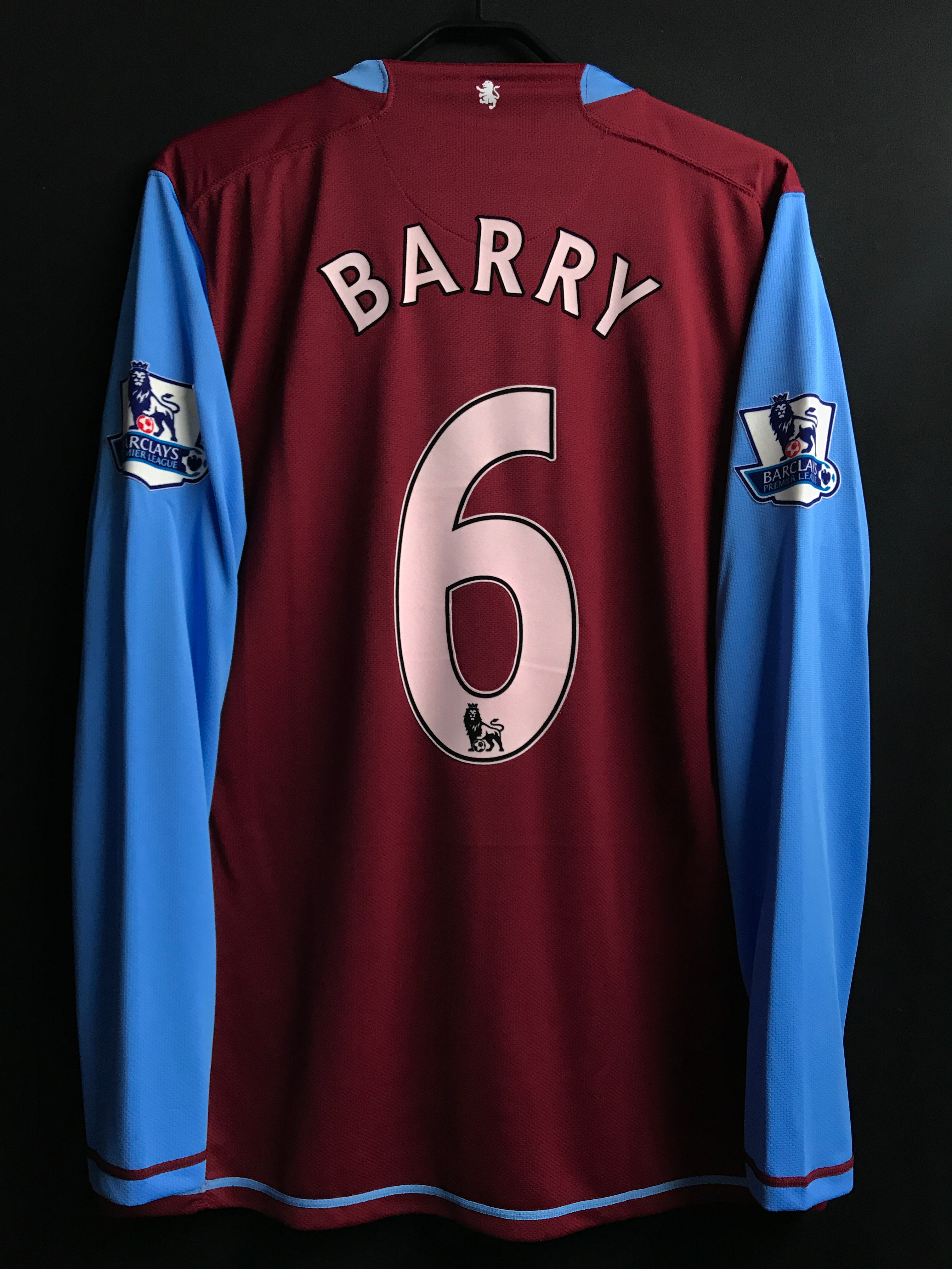 正規品 07 08アストン ビラ H 選手用 6 バリーl 正規 リーグ仕様 Barry 上質風合い Mammamoda Sk