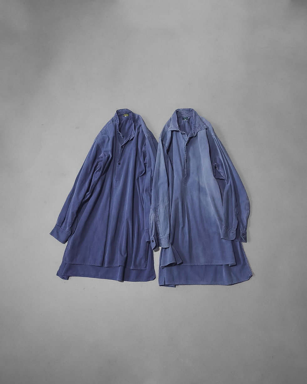 サムネイル： FRANCE 1950s～ blue grandpa shirts / フランス グランパシャツ E-98