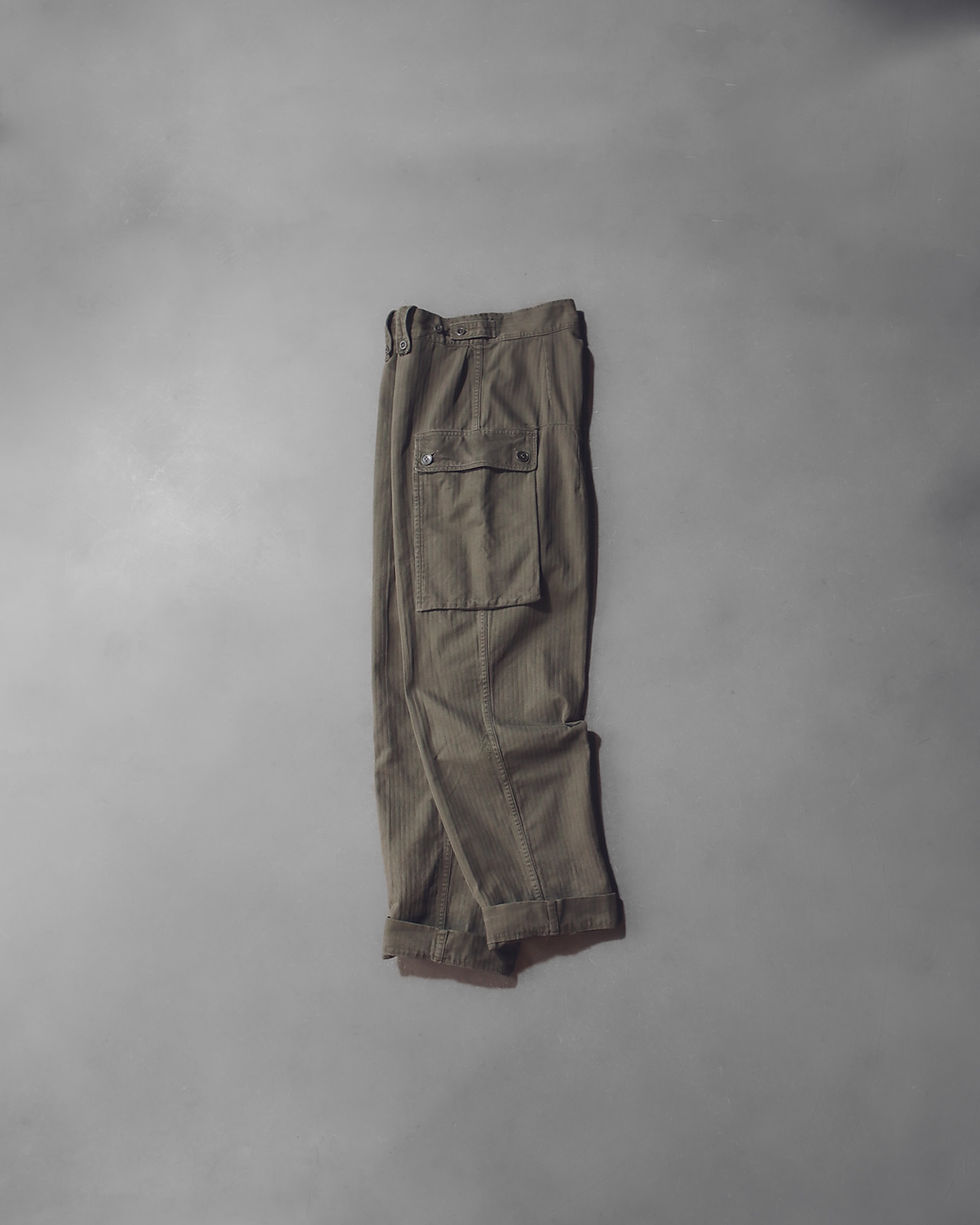 サムネイル： NETHERLANDS 1960-70 Cargo pants HBT / オランダ カーゴパンツ ヘリンボーン E-93