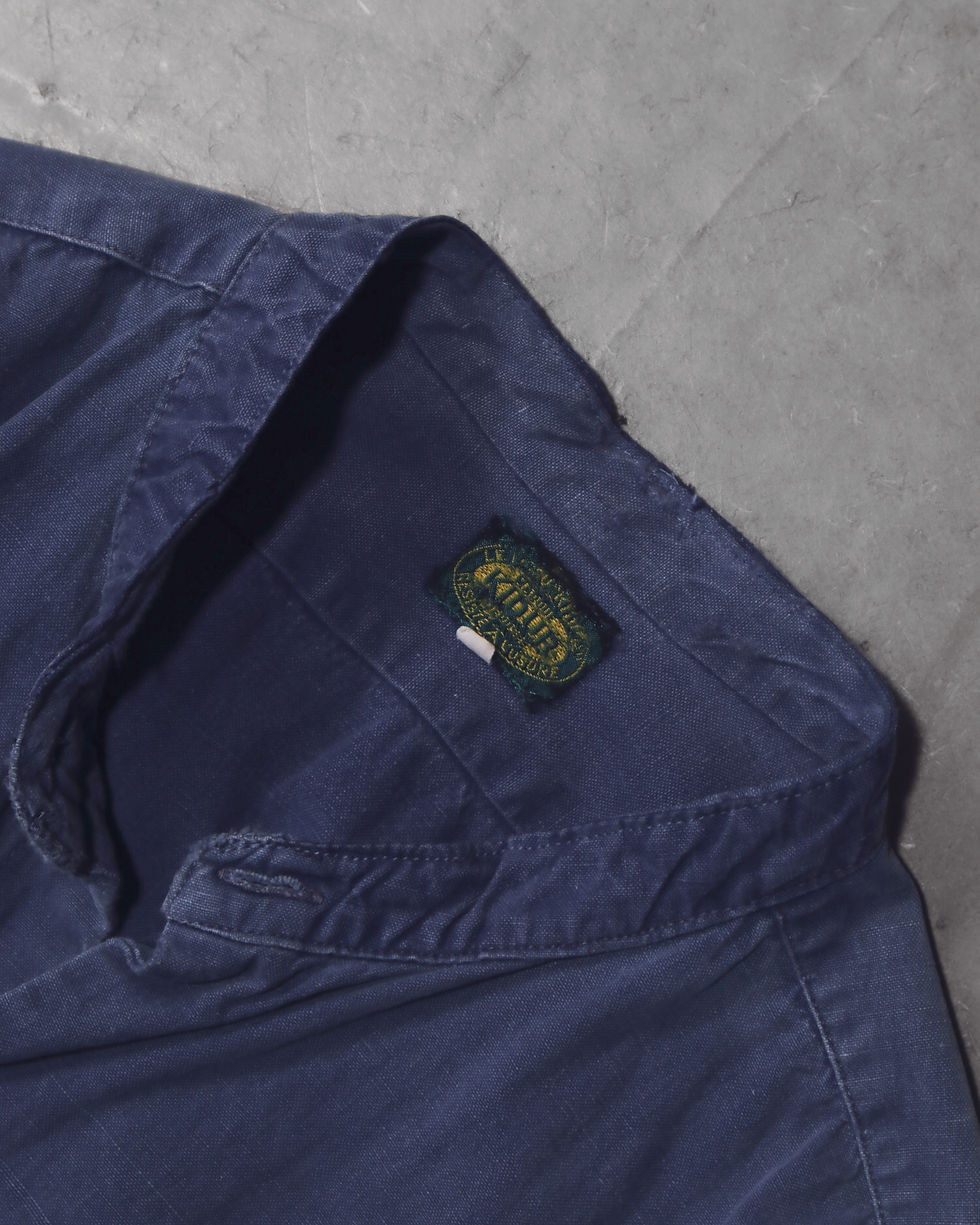 サムネイル： FRANCE 1950s～ blue grandpa shirts / フランス グランパシャツ E-99