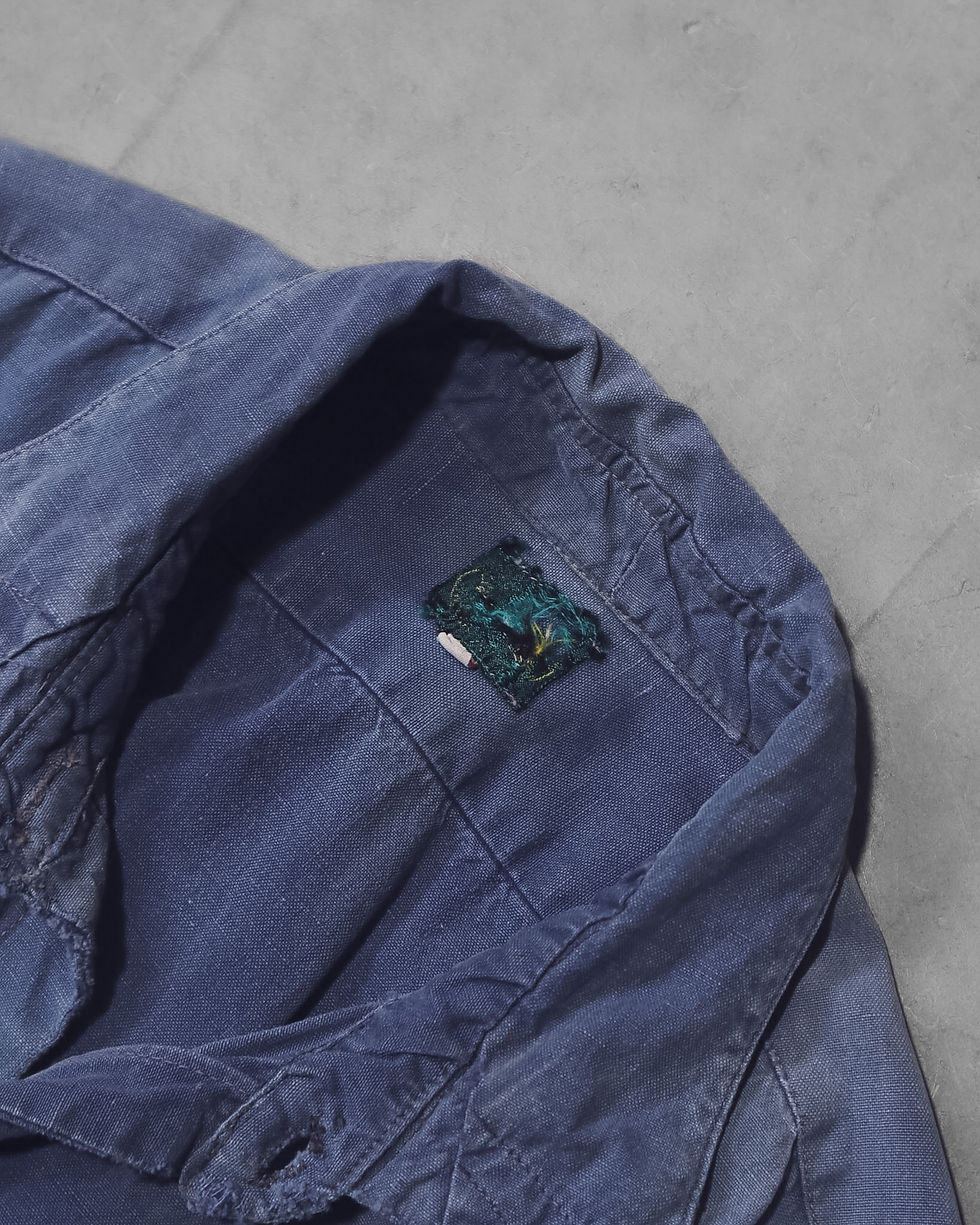 サムネイル： FRANCE 1950s～ blue grandpa shirts / フランス グランパシャツ E-98