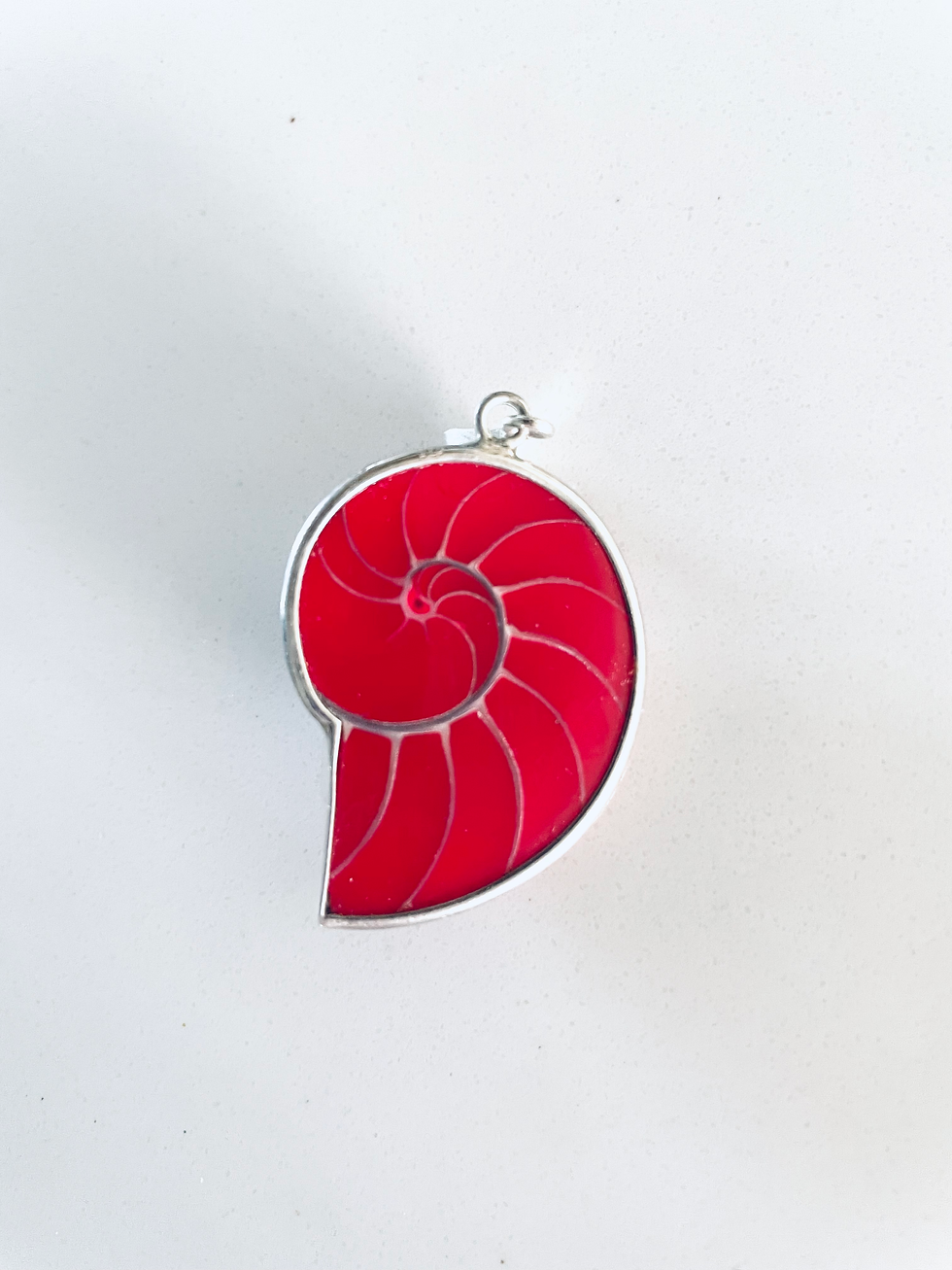 Thumbnail: Red Nautilus Shell & Sterling Silver Pendant