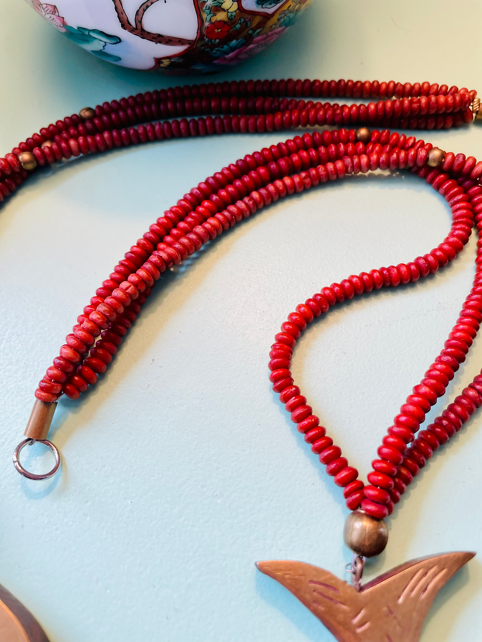 Thumbnail: Vintage Brass Koi Fish Statement Necklace 