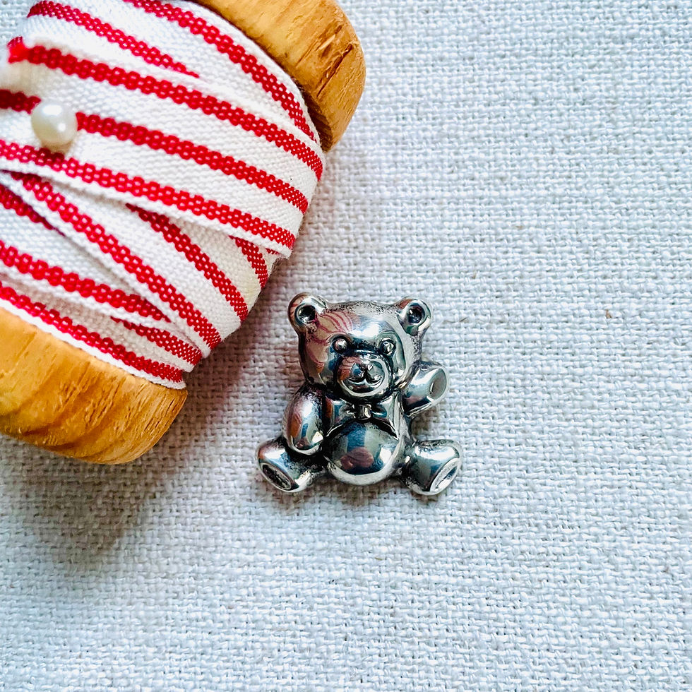 Miniature : Vintage Sterling Silver Teddy Bear Pendant / Brooch 