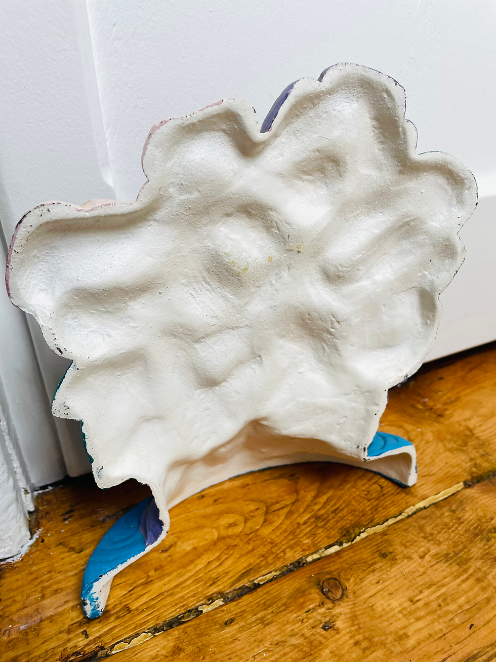 Miniature : Basket of Pansies Cast Iron Vintage Door Stop