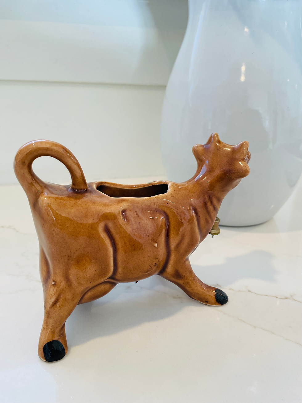 Miniature : Vintage Brown Cow with Bell 🔔 Creamer 