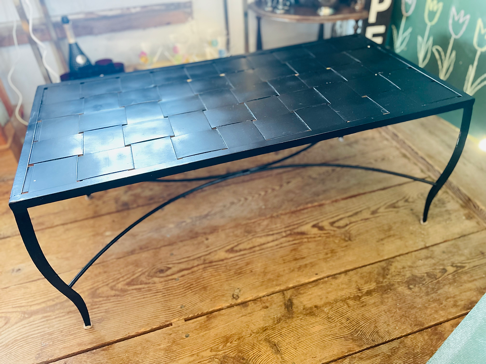 Thumbnail: Crate & Barrel Vintage Woven Metal Coffee Table 