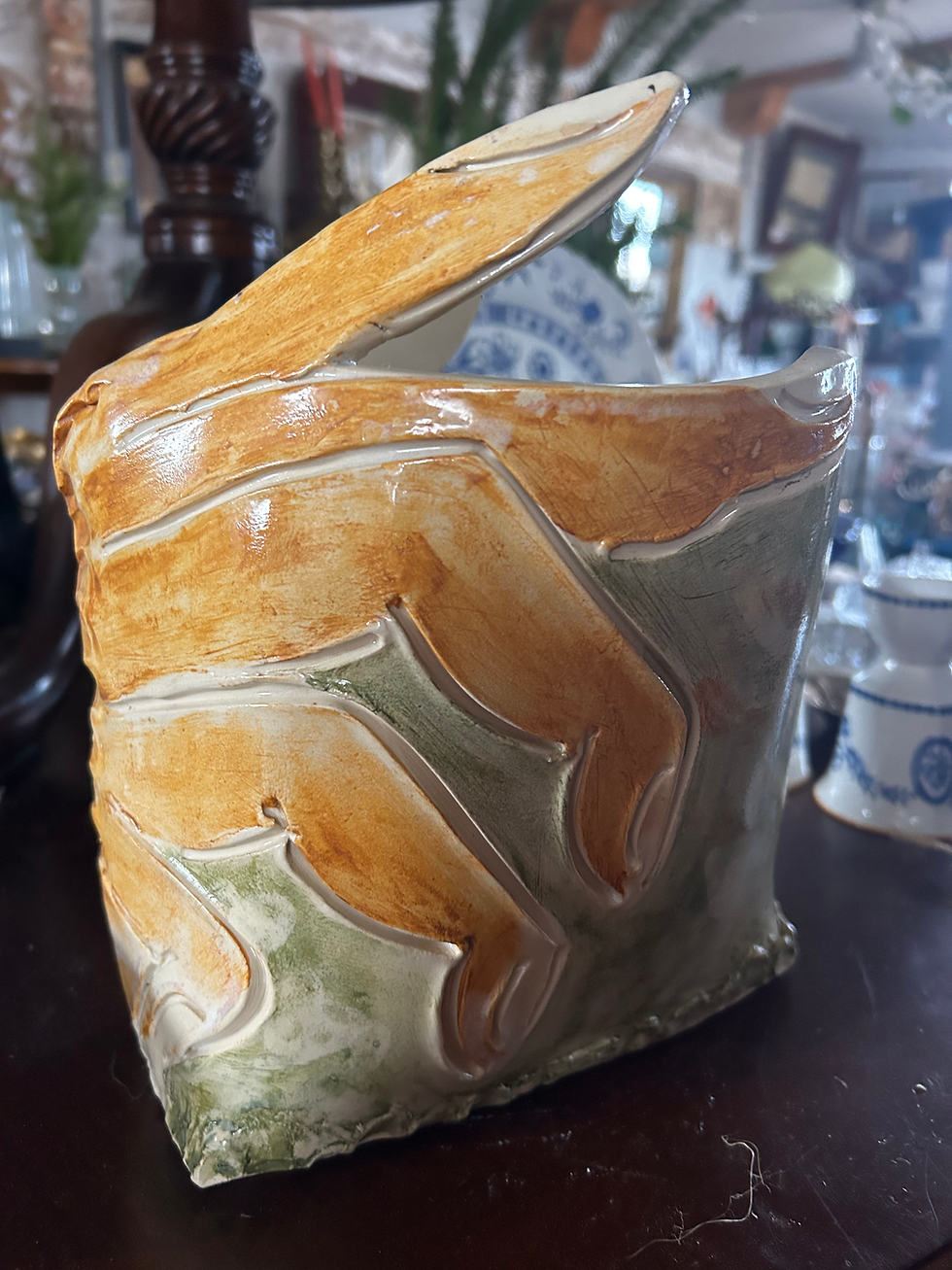 Miniature : Vintage Art Pottery Sculptural Vase – Signed Moore 
