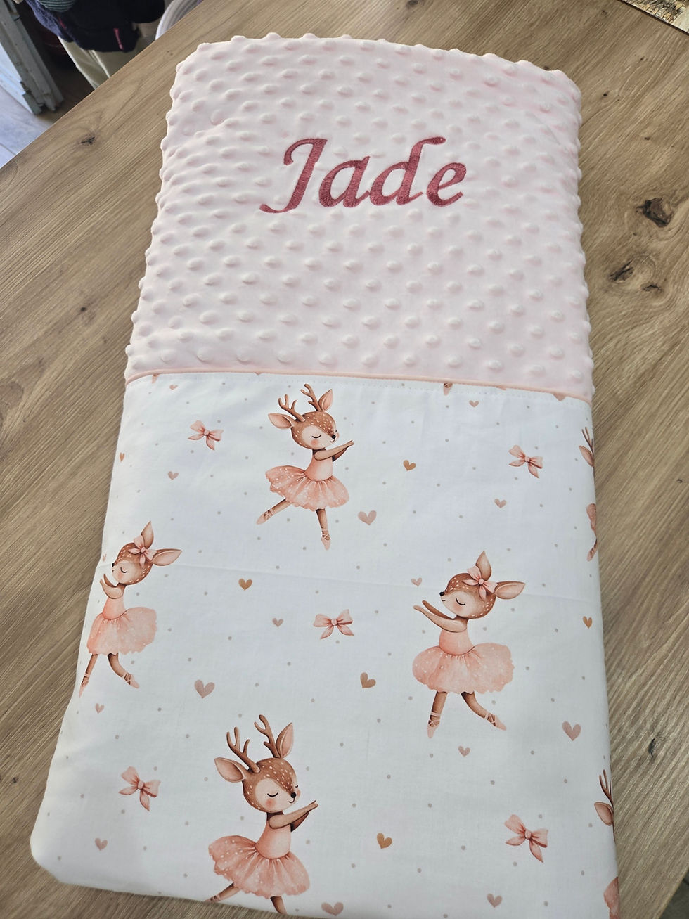 Miniature : Couverture bébé personnalisée – Plaid doux Oeko-Tex avec prénom brodé, cadeau de