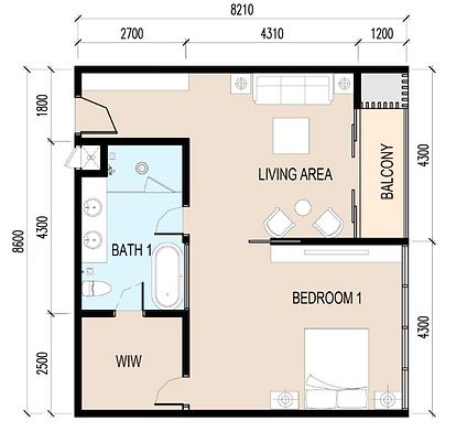 マレーシア NYRA HOTEL TYPE E 間取り図