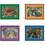 Thumbnail: A28  "Friends Set"  11"x14"   4  Color Prints Framed Blue, Green, Purple, Yellow