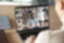 Back view of female employee speak talk