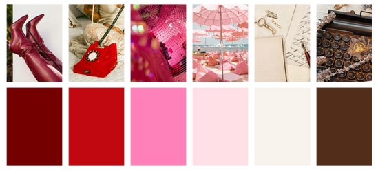 color palette with espressos, pinks and reds