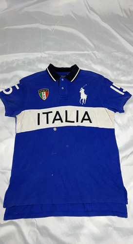 Polo by Ralph Lauren イタリア国旗ポロシャツ M ラルフローレン ポロシャツ ビックポニー イタリア国旗 ITALY ブルー S