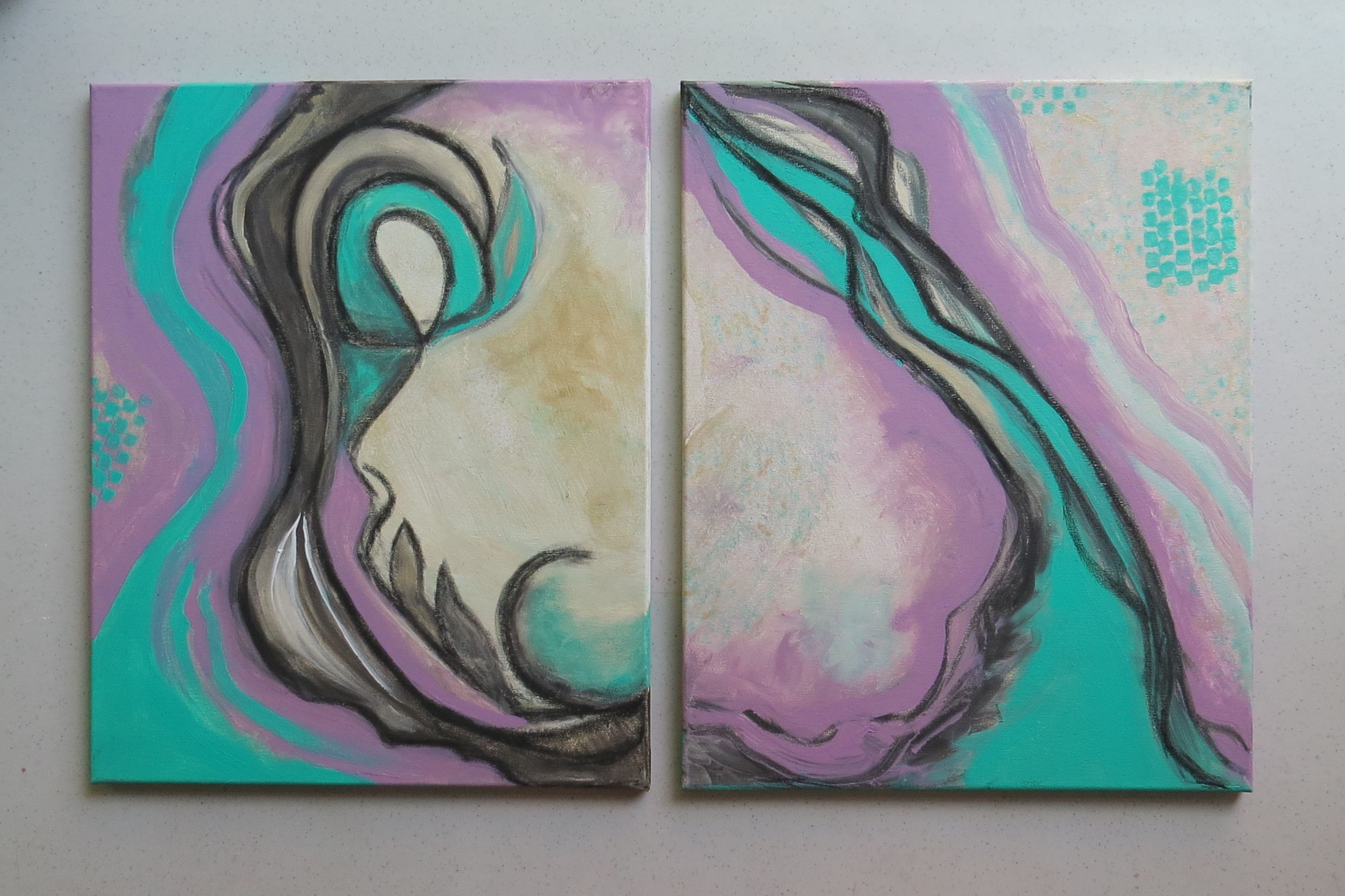 Abstract wall art paintings 2 acrylics - Gail M Austin
