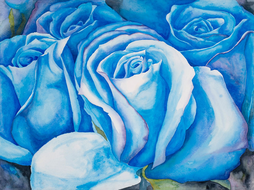 Thumbnail: Rhapsody in Blue watercolor by artist Gail M Austin