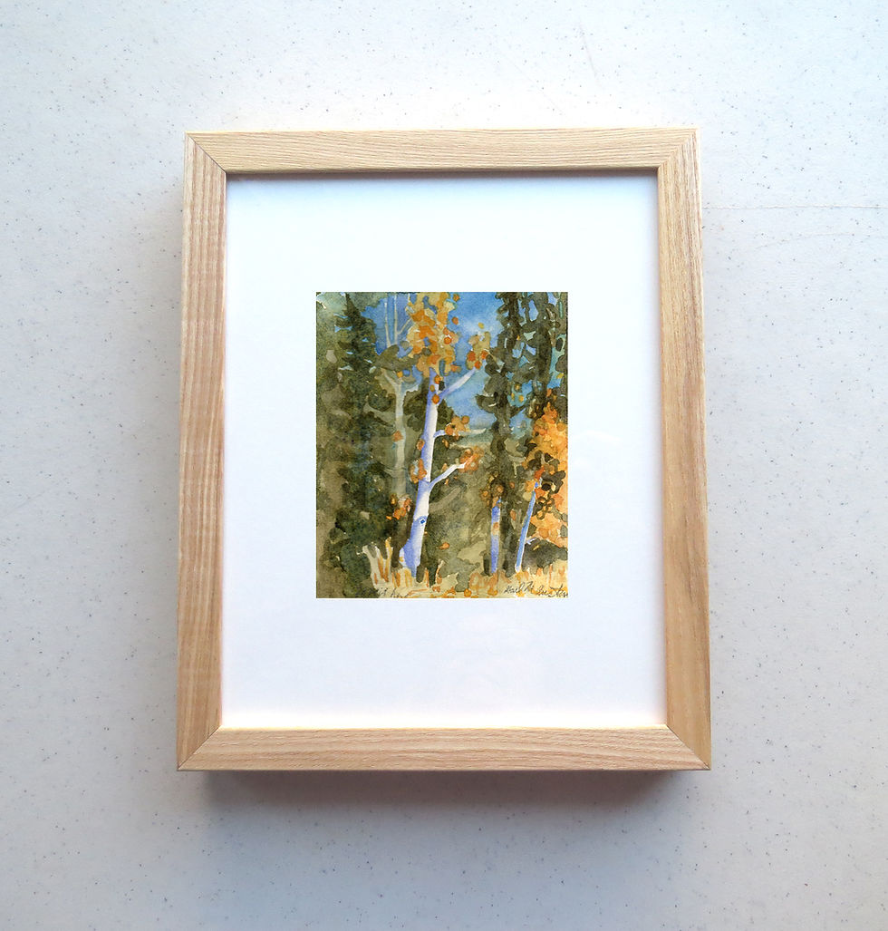 Thumbnail: Autumn painting original watercolor 8x10 framed wall art