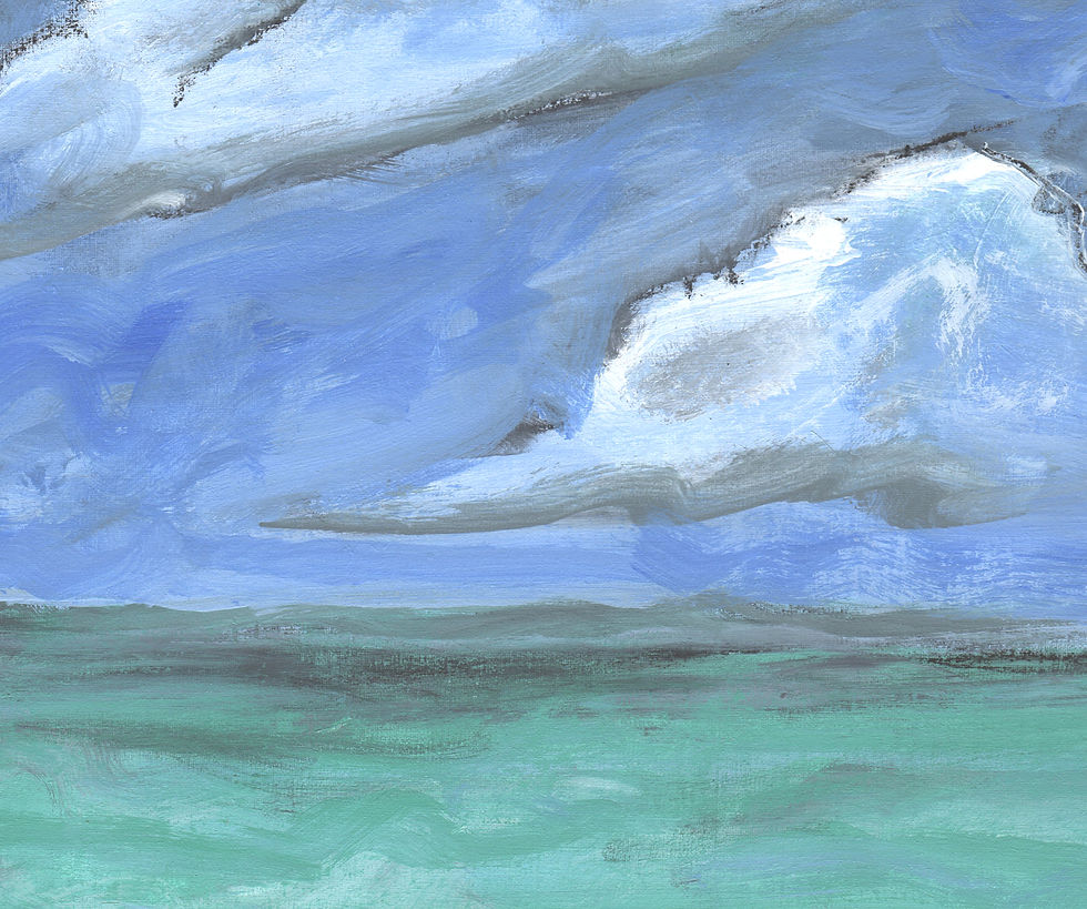 Thumbnail: puffy clouds at the beach -artist Gail M Austin
