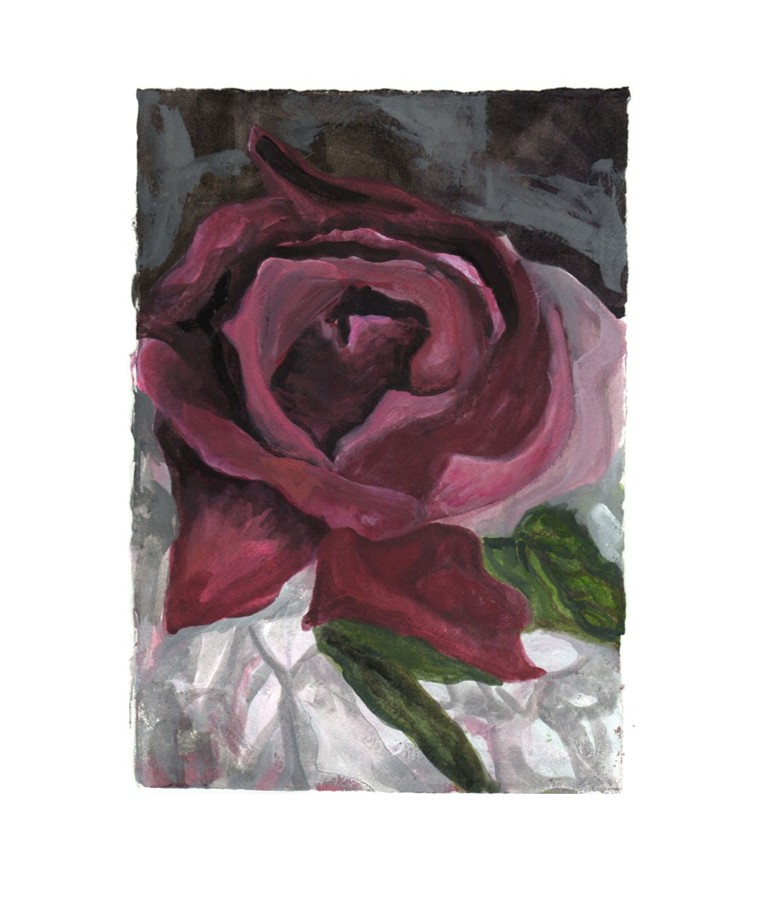 Red rose acrylic mixed media painting by artist Gail M Austin
