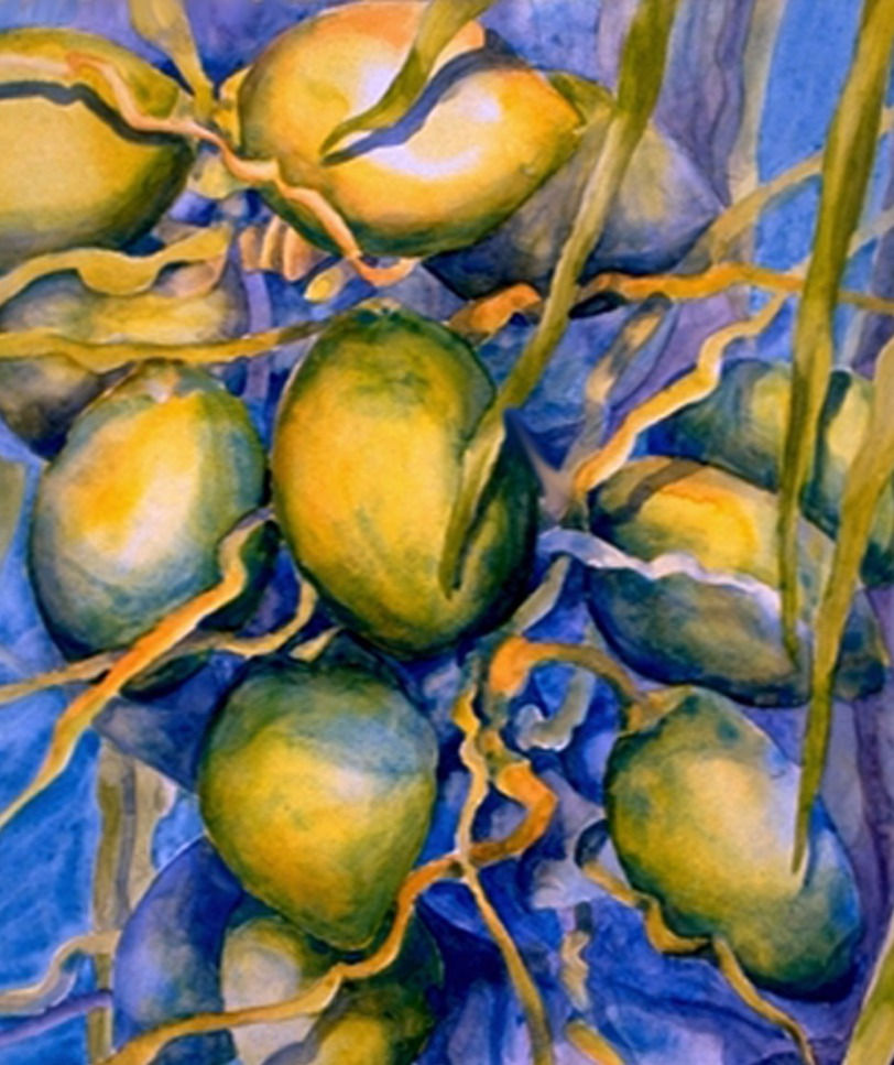 Thumbnail: Tropical Coconuts watercolor artist Gail M Austin