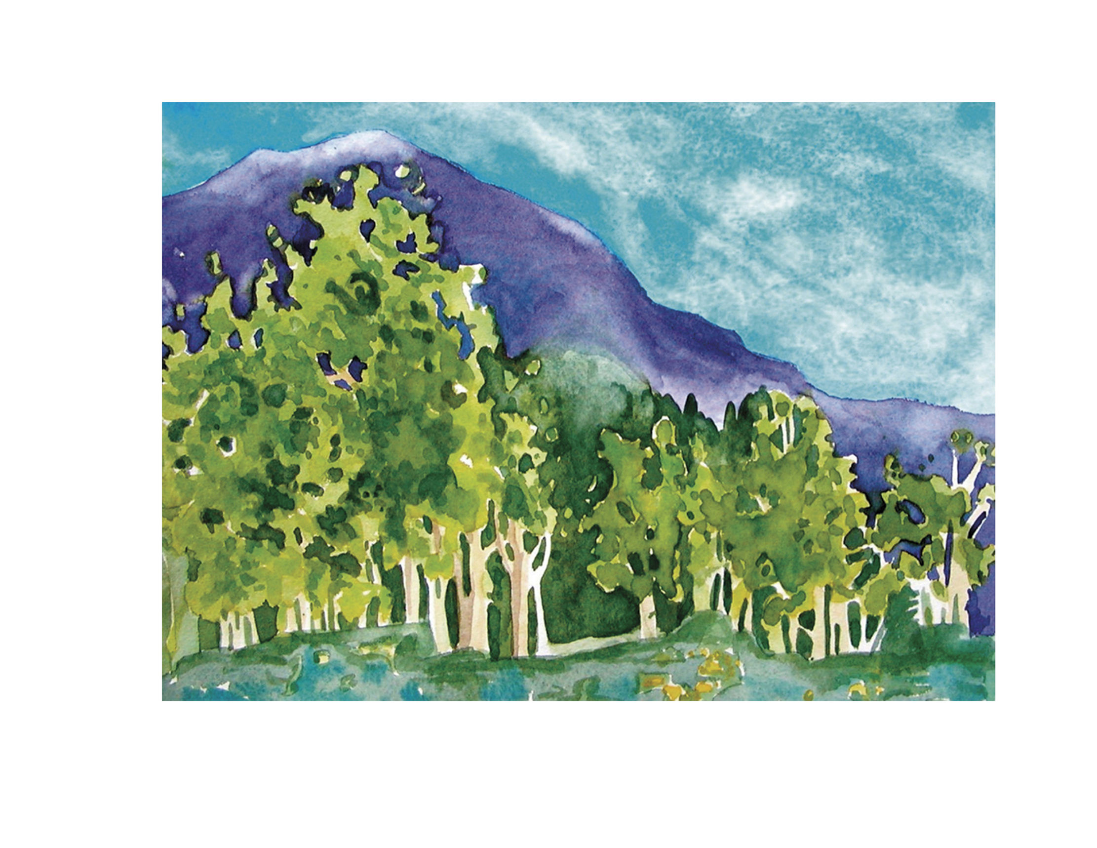 Wall Art Original Watercolor -Grape Mountain Mornin' by Gail M Austin