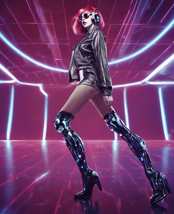 Female model cyborg at the Disco short