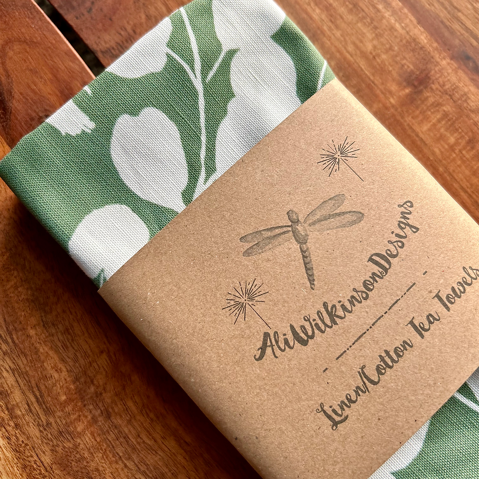 Thumbnail: Gum Blossom Leaves - Green - Tea Towel (Allover Print)