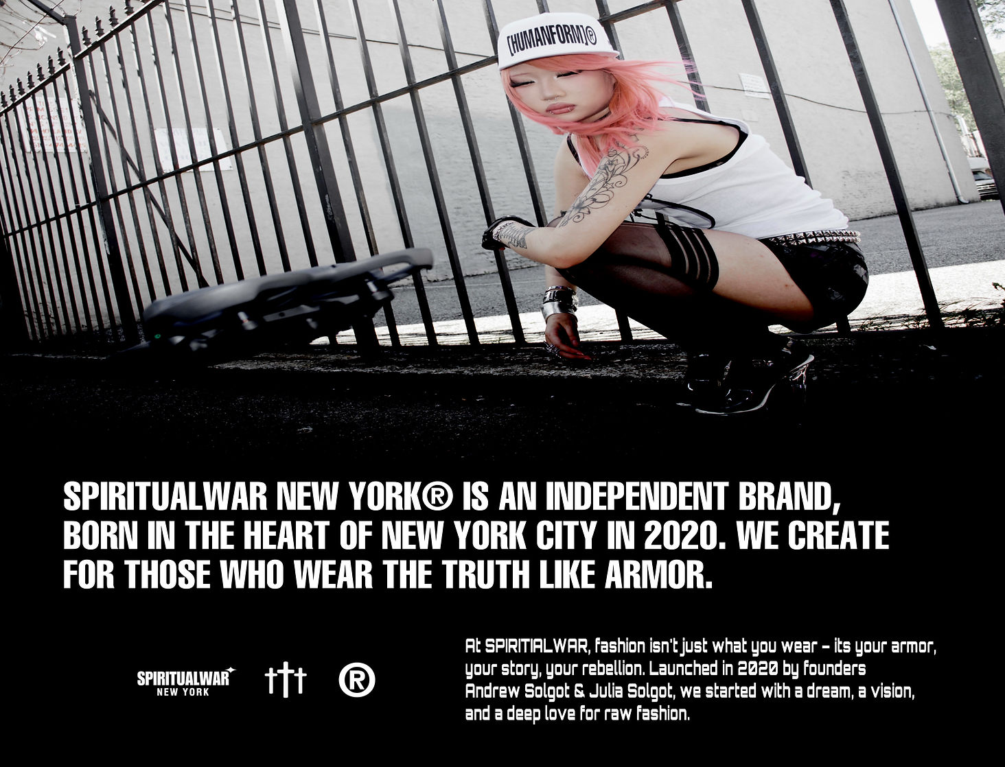 SPIRITUALWAR LOGO SHOP SPIRITUALWAR BRAND WOMEN'S MEN'S CLOTHING ACCESSORIES MADE IN NEW YORK WORLDWIDE SHIPPING