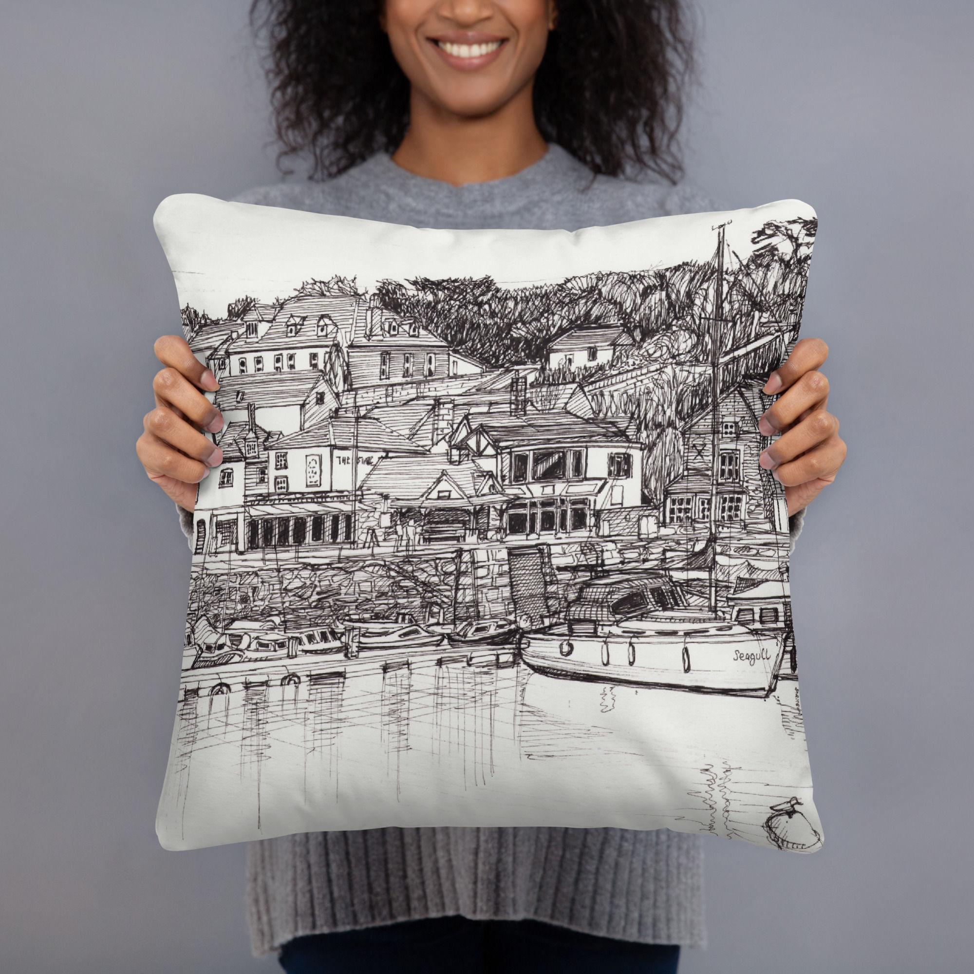 Basic Pillow - 'Padstow Harbour'