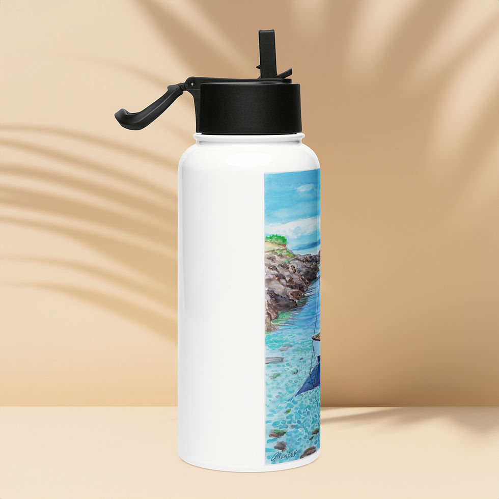 Thumbnail: Stainless steel water bottle with a straw lid