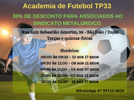 ESCOLINHA DE FUTEBOL EM PARCERIA COM O SINDICATO