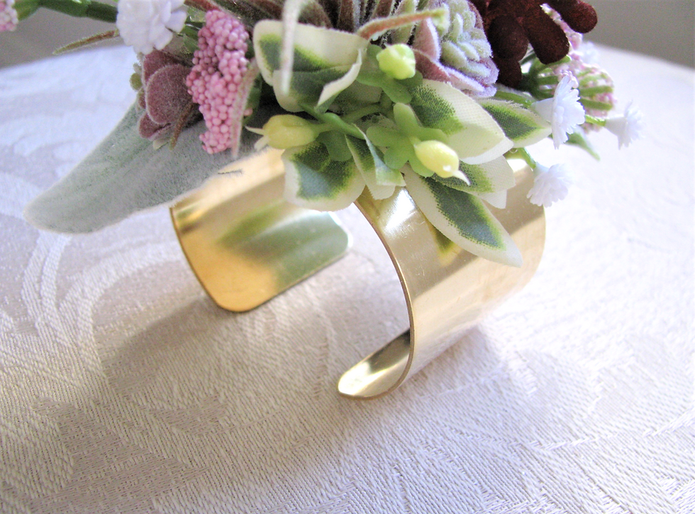 Thumbnail: Silk Succulent Wrist Corsage on Gold Tone Cuff Bracelet in Corsage Box